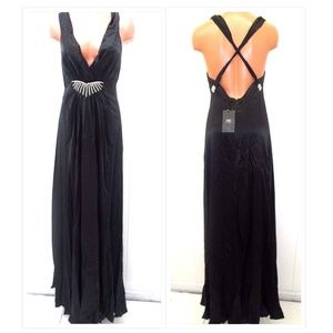 ABS Allen Schwartz Criss Cross Back Silk Dress 6